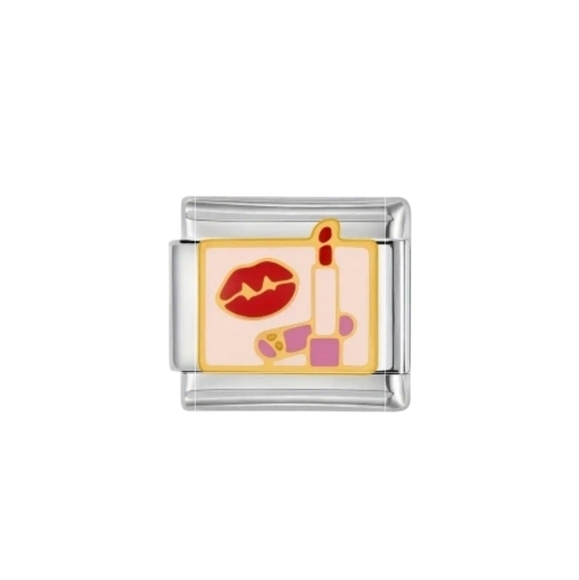 Italian Charmlink Lips with Lipstick Beauty Supplies‎ Nomination Charm Bracelet - Picture 1 of 9